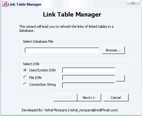 Linked table manager choose connection