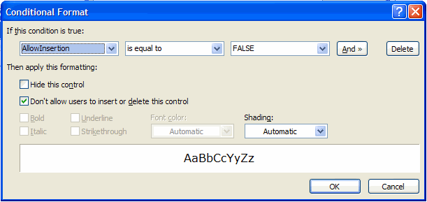 InfoPath conditional format dialog