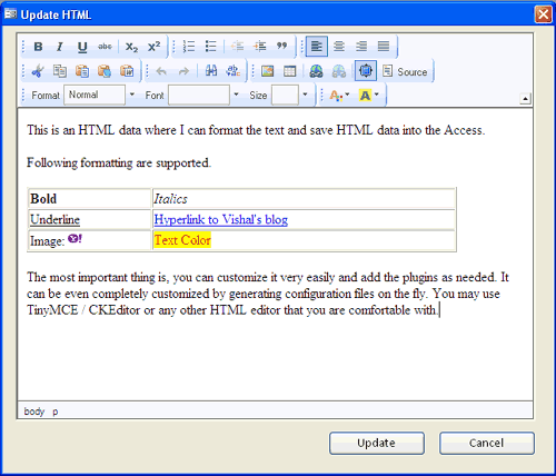 Access HTML Editor