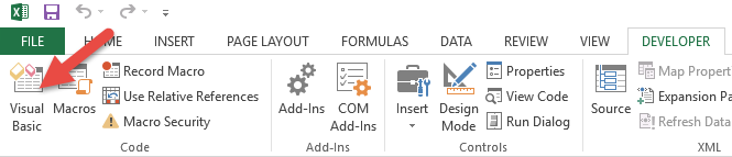Excel developer tab visual basic button