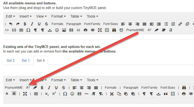 Joomla TinyMCE Drag & Drop PramukhIME buttons
