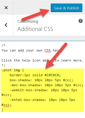 wordpress image border shadow css