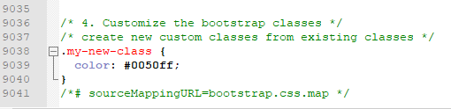 Bootstrap new css class added
