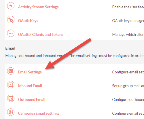 SuiteCRM Admin Email Settings