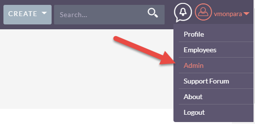 SuiteCRM Admin link