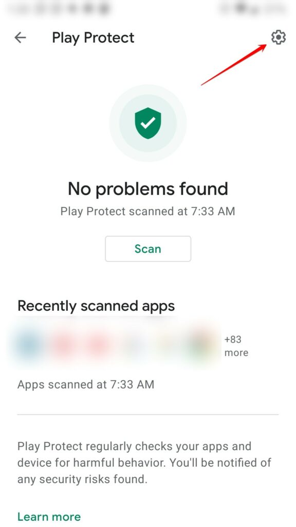 Play Protect Settings Menu Icon