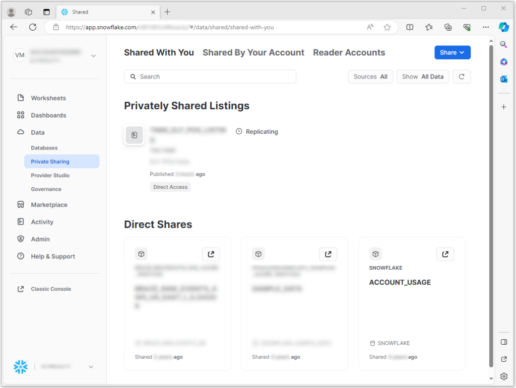 Snowflake Share Data Replication in Progress